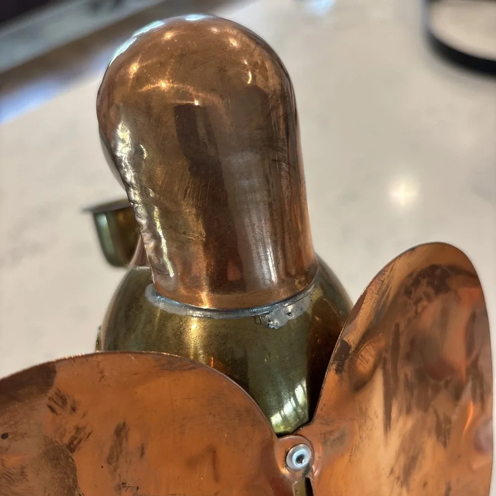 VTG Brass Copper Angel Candle Holder 12 Inch Mid-Century Modern Patina Hong Kong